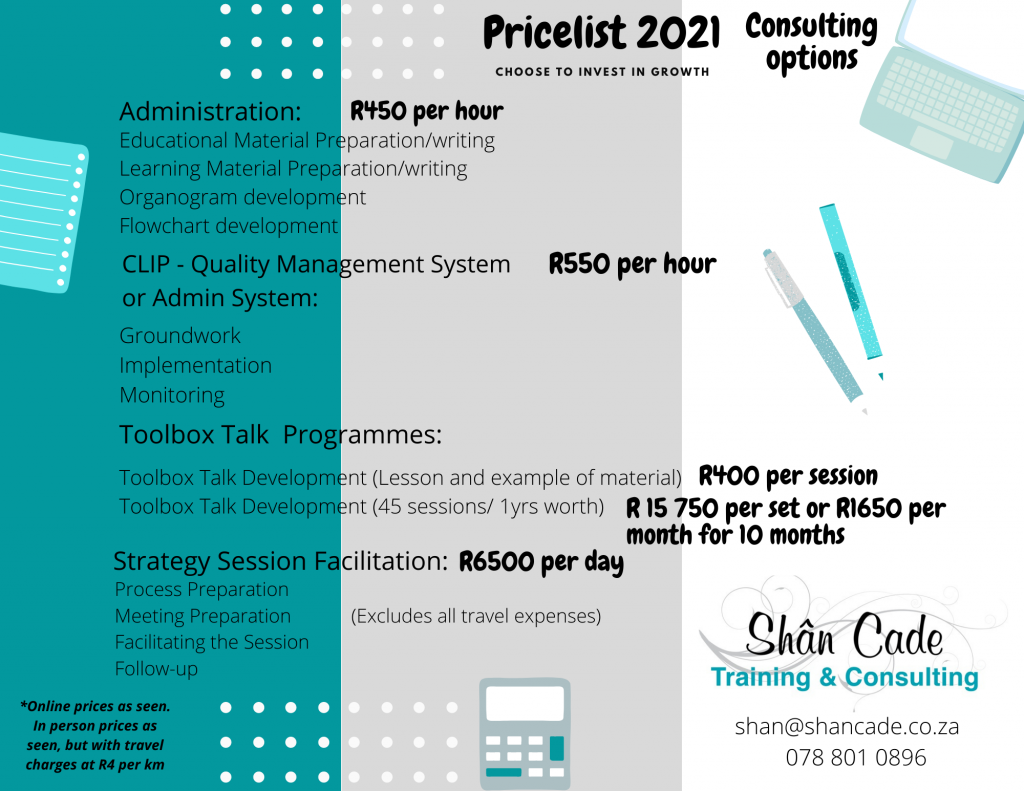Services price list - Consulting Price list 2021