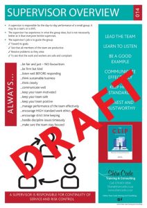 What are the responsibilities of a supervisor - what are a supervisors roles